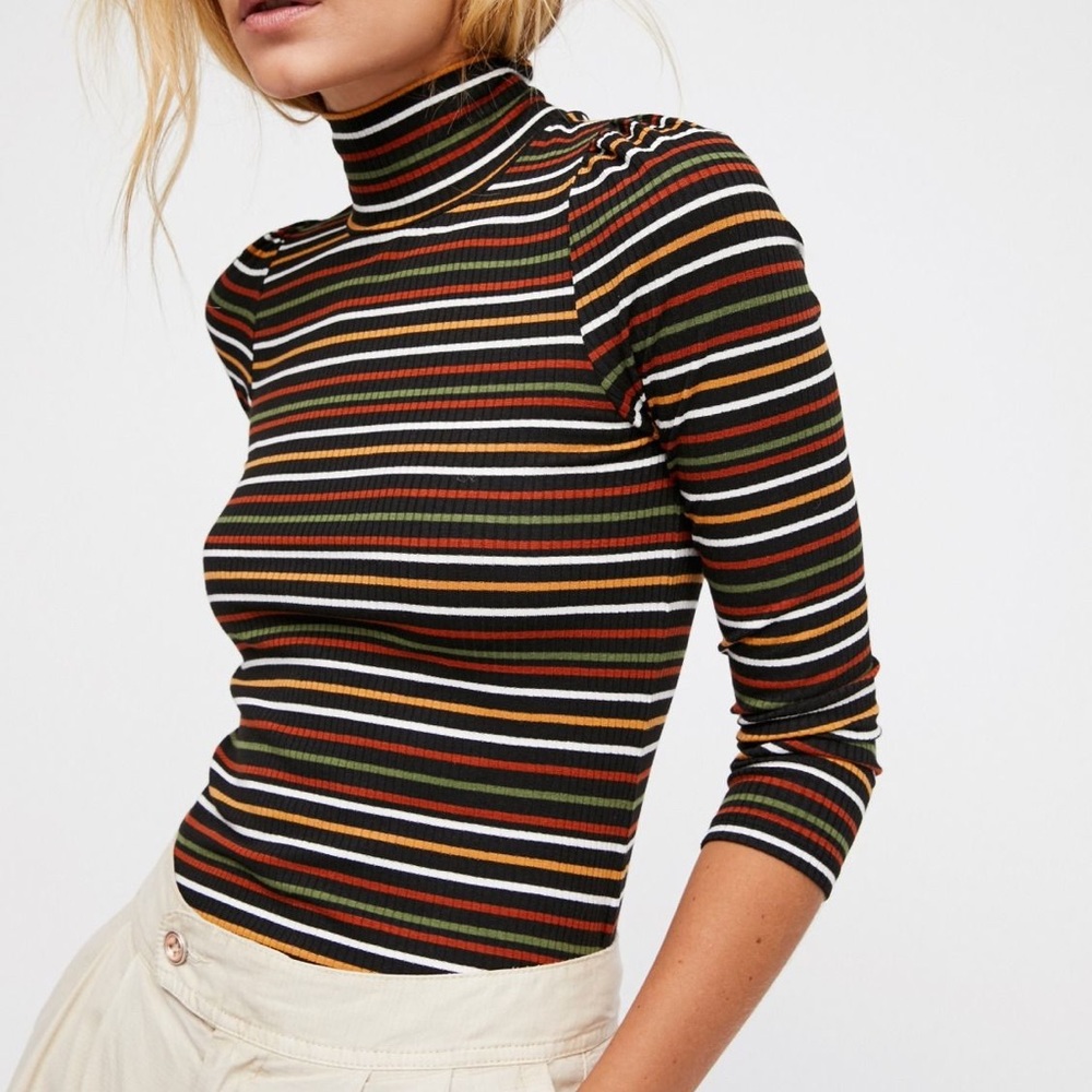Free People “I’m Cute” Striped Turtleneck